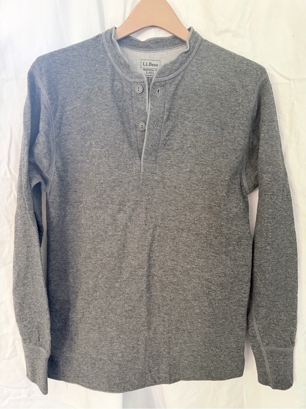L.L. Bean Men’s Heather Gray Crewneck Henley Sweater